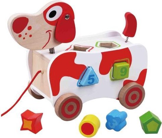 Jumini Houten Trekdier Met Vormen Hond 6-delig van Jumini