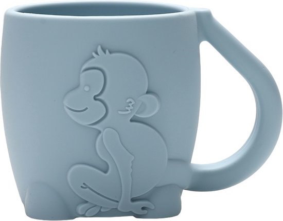 JU&MP Kinderbeker Aap - Baby - Kinderservies - Drinkbeker Baby - Onbreekbaar - Blauw van JU&MP