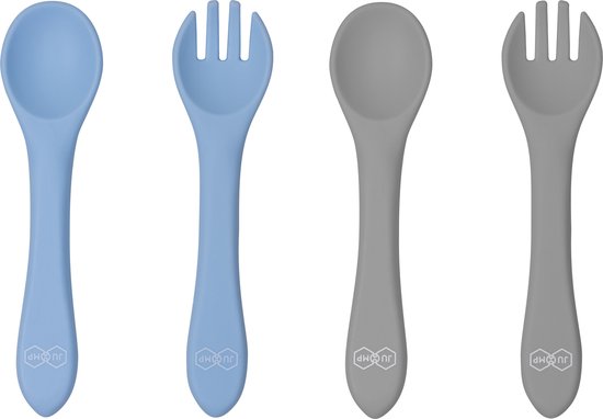 JU&MP Kinderbestek - Baby - 2 baby lepels en vorken - Baby Bestek - BPA-Vrij - Lichtblauw van JU&MP