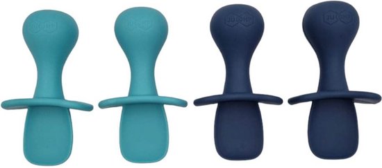 JU&MP Kinderbestek - Baby - Baby Lepeltjes - Baby Bestek - BPA-Vrij - 4 Stuks - Lichtblauw Donkerblauw van JU&MP