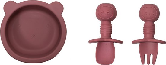 JU&MP Kinderserviesset Beer - Baby - Kommetje - Kinderbestek - Kraamcadeau - Roze van JU&MP