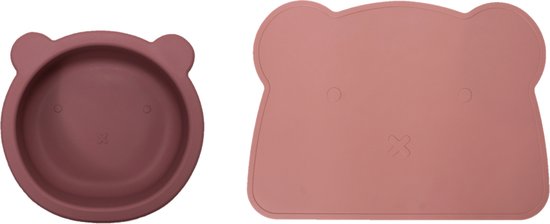JU&MP Kinderserviesset Beer - Baby - Kommetje - Placemat - Kraamcadeau - Roze van JU&MP