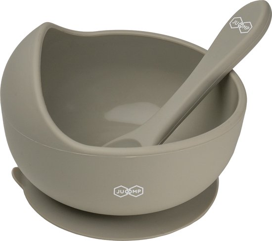 JU&MP Kommetje met Lepel - Baby - Kinderservies - Zuignap - Onbreekbaar - Grijs van JU&MP