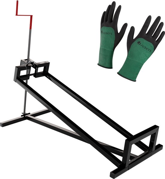 Juskys Zitmaaierkrik / Gazonmaaierlift - Staal - Max. 400 KG - Zwart - Incl. Handschoenen van Juskys