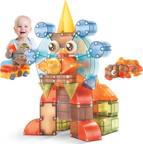JUST23 Magnetic Tiles KBMS64 - Magnetisch Speelgoed - gebaseerd op Roblox - 64 Stuks - Magnetische blokken - Educatief & Constructie Speelgoed - Montessori speelgoed van JUST23