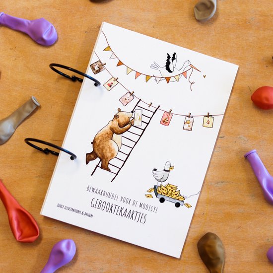 Juulz Illustrations - bewaarbundel geboortekaarten - kraamcadeau - geboortekaartjes bewaren - bewaarbundel van Juulz Illustrations