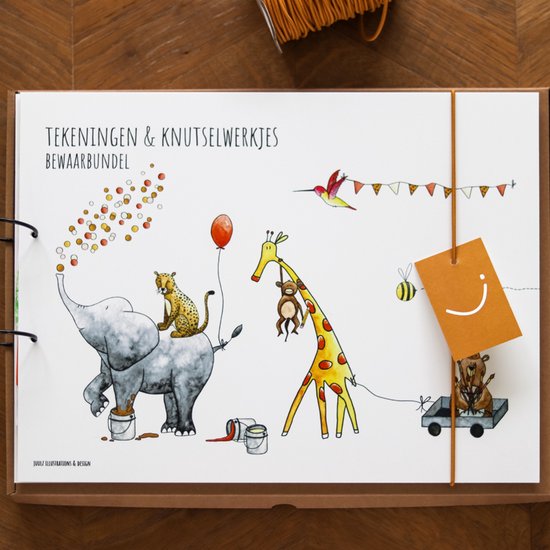 Juulz Illustrations - XL bewaarbundel tekeningen & knutselwerkjes dierenparade - tekeningen bewaren - knutselen - tekeningen bewaarbundel - knutselwerkjes bewaarbundel van Merkloos