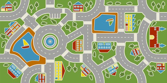 JYG VINYSTREET Hygiënisch Verkeersmat 200x300 cm - Verkeerskleed - Speelkleed- Speeltapijt - Speelmat - Stratentapijt - afwasbaar vinyl - Belgische Kwaliteit van JYG