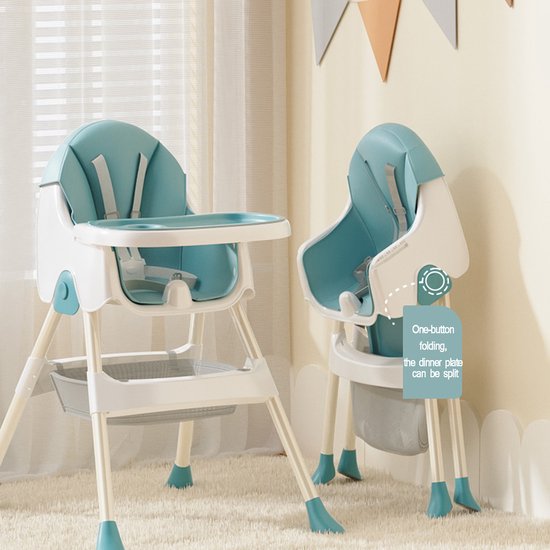 K IKIDO Kinderstoel - Tray Voedstoel Peuter - Eetkamerstoel 3 in 1 Verstelbaar - Kinderzetel - Inklapbare Eetstoel - met opbergmand - Opvouwbaar Kinderzitje - Afneembare plaat- Baby kinderstoel - MAX40kg van Merkloos