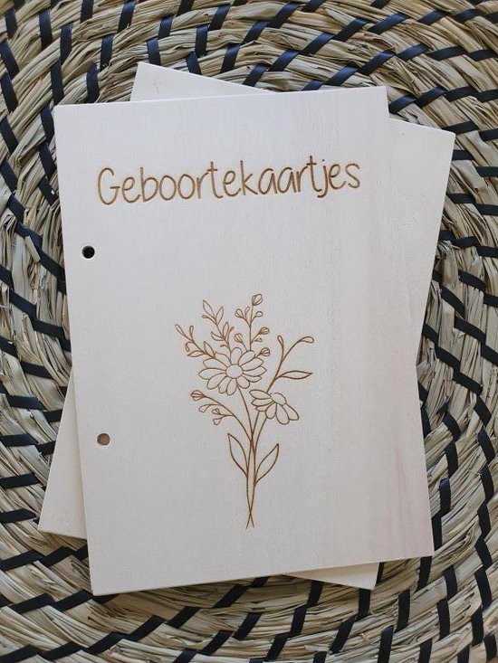 Kaarten bundel met bloemen voor geboortekaartjes - Geboortekaartjesbundel - Kaartenbundel - Kaartjes overzichtelijk opbergen - map van Oldwig