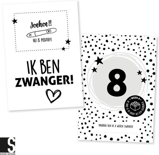 Kaartenset (25 stuks) | Hoogtepunten Zwangerschap | Buikfoto | Suede design mijlpaal kaarten van Little Dutch