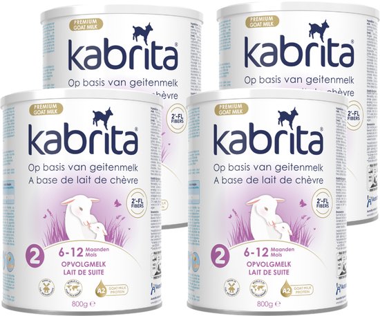Kabrita 2 Opvolgmelk Multipack - Geitenmelk Flesvoeding vanaf 6 maanden - 4x800g - voordeelverpakking