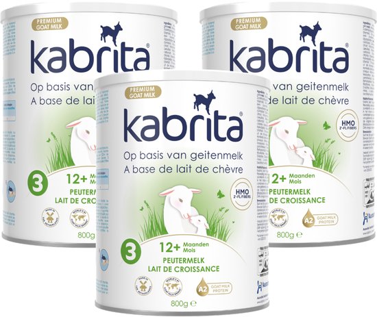 Kabrita 3 Peutermelk Multipack - Geitenmelk Flesvoeding vanaf 12 maanden - 3x800g - voordeelverpakking