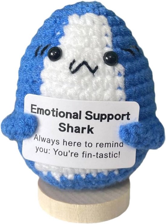 Kabwea Positieve gehaakte haai, knuffeldier, emotionele ondersteuning, cadeau voor moedermaker, het kleine ons knuffeldier, geluksbrenger, goede verbeteringsgeschenken, haai
