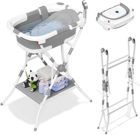 KAD® Baby Badje met Standaard - Babybad met Standaard - Baby Bad - Grijsachtig wit - 80cm x 65cm x95cm