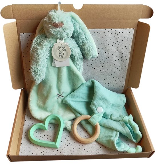 Kado2you - Babypakket - mint - konijn - cadeau - geschenk van Kado2you