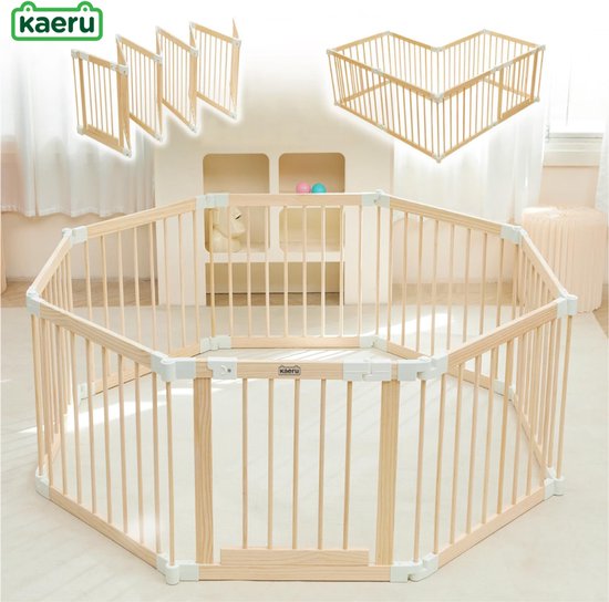 Kaëru® Houten Speelbox – 140×140×61 cm – Opvouwbare Babyren – Nieuw-Zeelands Dennenhout – Wit Kliksysteem – Veilig, Stabiel & Ruim Speelhek – Voor Baby’s, Peuters & Huisdieren van Merkloos