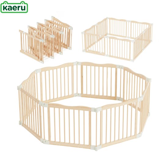 Kaëru® Houten Speelbox - 172×172×61 cm - Opvouwbare Babyren - Nieuw-Zeelands Dennenhout - Wit Kliksysteem - Veilig, Stabiel & Ruim Speelhek - Voor Baby’s, Peuters & Huisdieren van Kaëru®