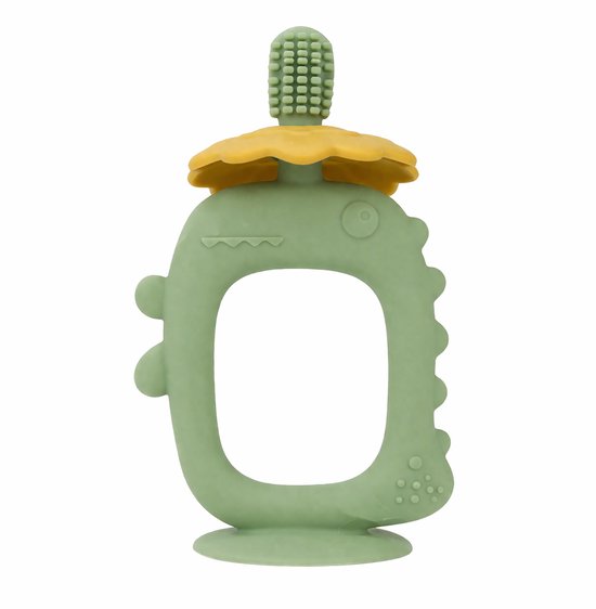 Kahil - Baby Bijtring - Silicone Met Zuignap - BPA Vrij - Baby Teether - Groen - Ergonomisch Ontwerp van Merkloos