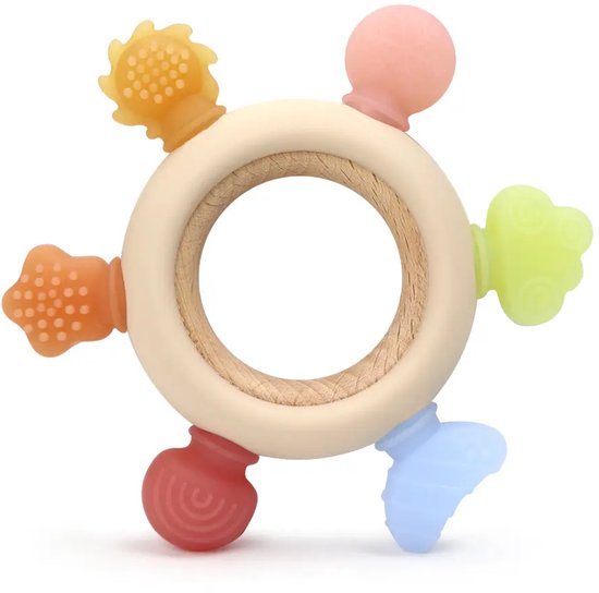 Kahil - Bijtring - Verzachtend voor Tandjespijn - Siliconen Bijtring - Veilig Bijtspeelgoed - Baby van Kahil