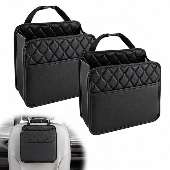 Kaiyaya - 2 stuks Autostoel organizer - Zwarte waterdichte rugleuning opbergtas - Met meerdere vakken - Universele pasvorm voor auto