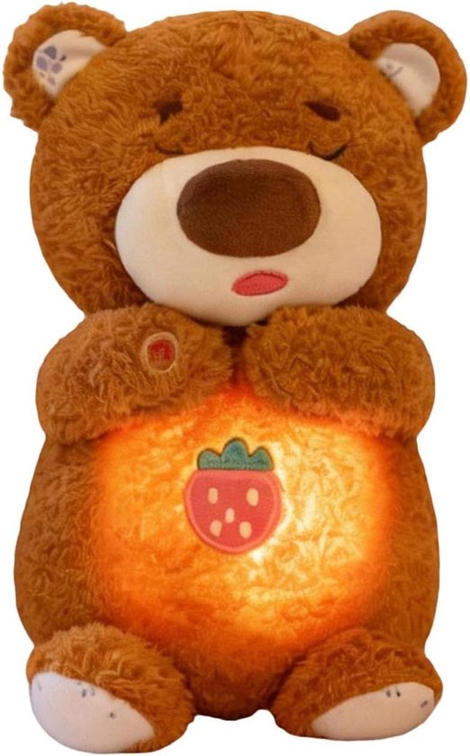 Kalmerende Beer - Zacht Slaapkussen - Baby Slaap - Hartslag Geluid - 28 cm - Bruin