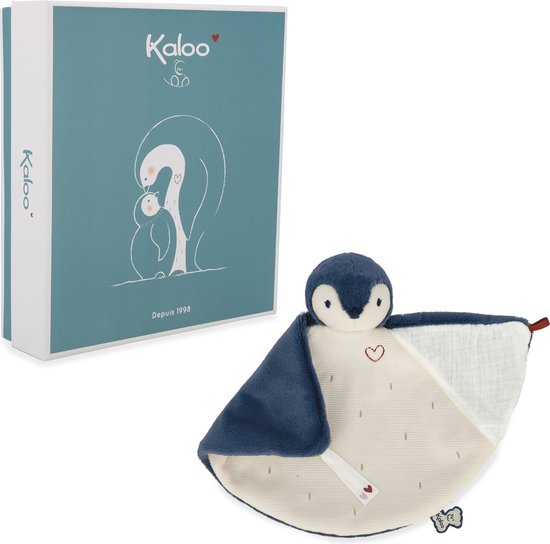 Kaloo Complices - Knuffeldoek Pinguïn Blauw - Deze Schattige, Blauwe Pinguïn Is 24 Cm Lang En Bestaat Uit 3 Verschillende Materialen Om De Zintuigen Van De Baby Te Ontwikkelen - In Een Mooie Geschenkdoos van Kaloo