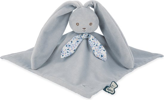 Kaloo Lapinoo - Doudou Konijn Blauw - Knuffeldoekje Bestaande Uit Twee Materialen, Eén Kant Ribfluweel En Eén Kant Katoen - Dankzij De Lange Oren Kun Je Hem Overal Ophangen Om Hem Te Bewaren En Nooit Te Verliezen - In Een Mooie Geschenkdoos van Kaloo