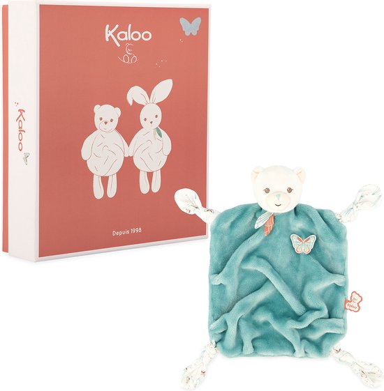 Kaloo Plume - Doudou Knuffeldoekje Beer Groen - De Doudou Bevat 4 Knopen Die Ideaal Zijn Voor Je Baby Om Mee Te Spelen Of Om Op Te Kauwen - Geleverd In Een Mooie Geschenkdoos van Kaloo