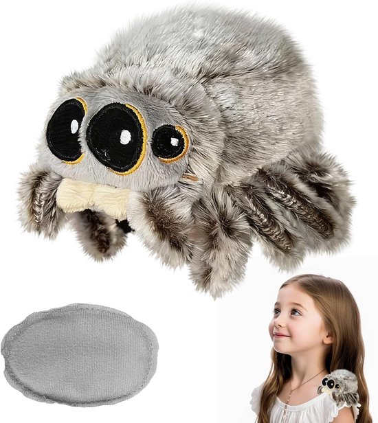 Kameleon Knuffeldier - Pluche Speelfiguur - Schouder Decoratie - Magnetische Klem - 20 x 10 x 5 cm - Bruin