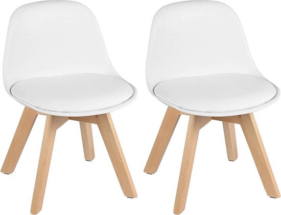 Kamyra® Set van 2 Elegante Kinderstoelen - Kinderzetel/Stoel voor Peuter, Kleuter en Schoolkind - Zithoogte 29 cm - Wit, 56 x 35 x 33,5 cm van Merkloos