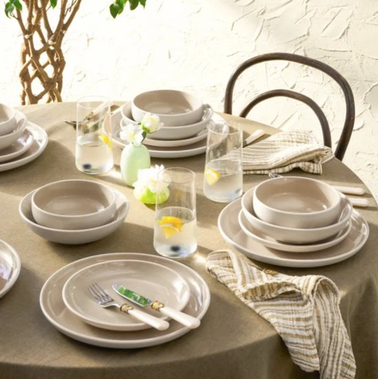 Karaca Abby 24-Delige Stoneware Serviesset – 6 Personen – Crème – Modern & Elegant Design