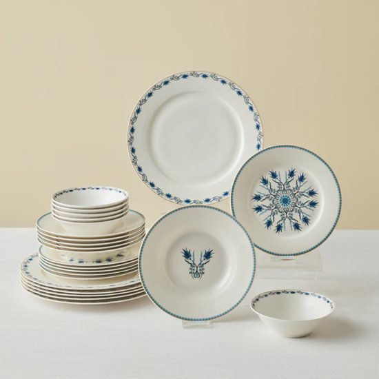Karaca Forever Iznik - 24-delige New Bone Serviesset - 6 Personen - Multicolor - Luxe Dinerset