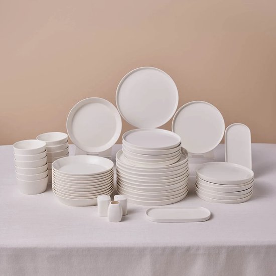 Karaca Stream Bomo - 53-Delig Serviesset – 12 Personen – New Bone – Luxe Wit Servies