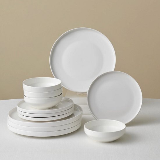 Karaca Stream Saturn - New Bone 12-Delige Serviesset – 4 Personen – Wit – Luxe Servies