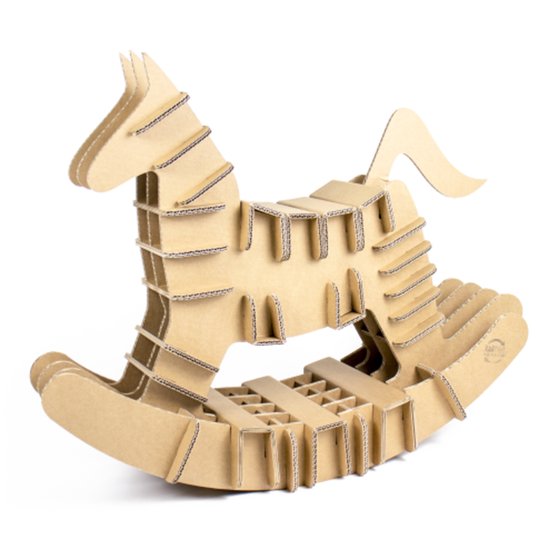 Kartonnen Hobbelpaard - Kartonnen speelgoed - 100% recyclebaar - 78x64x16 cm - Helemaal te versieren met verf - Cadeau van duurzaam karton - KarTent van KarTent