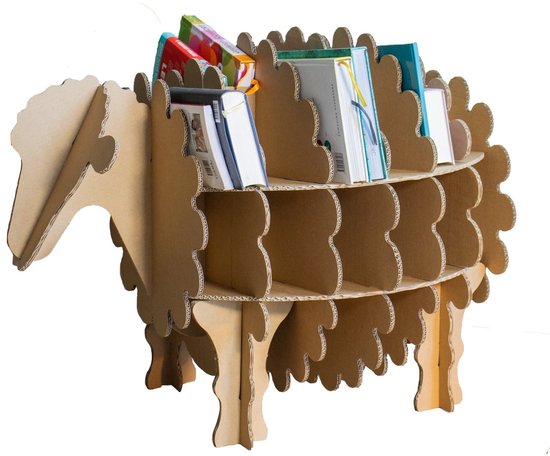 Kartonnen schaap boekenrek - Opbergruimte voor je boeken en spullen - Kartent van Merkloos