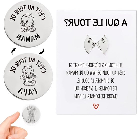 KARZO - Beslissingsmunt als origineel cadeau voor nieuwe ouders, perfect als souvenir voor doopfeest en attentie voor mama en papa in spe van KARZO