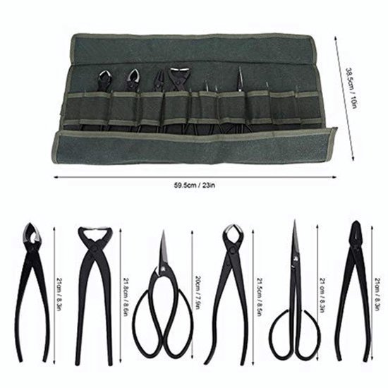 KARZO - Bonsai Gereedschap Set, 6-delige Multifunctionele Bonsai Plant Boom Schaar Draad Trekker Knip Schaar Snoei Gereedschap Set met Opbergtas van KARZO