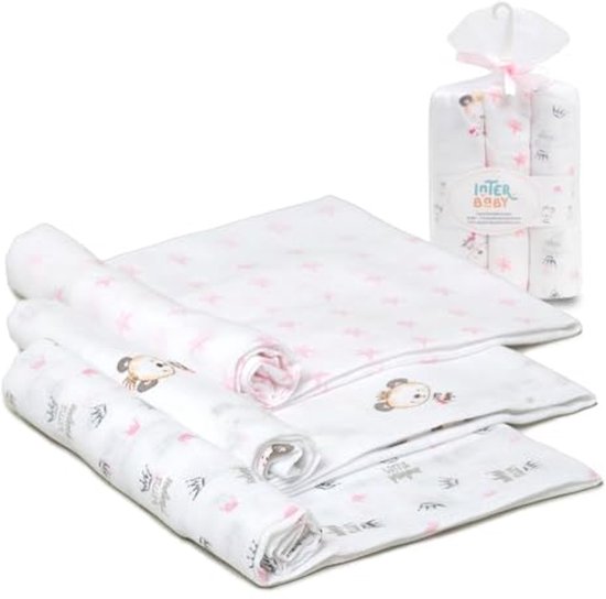 Katoenen Babydoekjes 80 x 80 cm - Verpakking van 3 - Zacht, Ademend en Veelzijdig van Merkloos