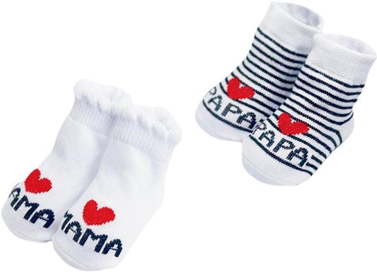 Katoenen Babysokken 0-6 Maanden Unisex voor Jongetjes en Meisjes - 2 Paar Gepersonaliseerd Cadeau voor Geboorte van Merkloos