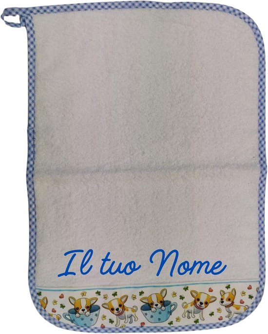 Katoenen Badstof Handdoek voor Kleuterschool 35 x 52 cm met Oogje en Personalisatie
