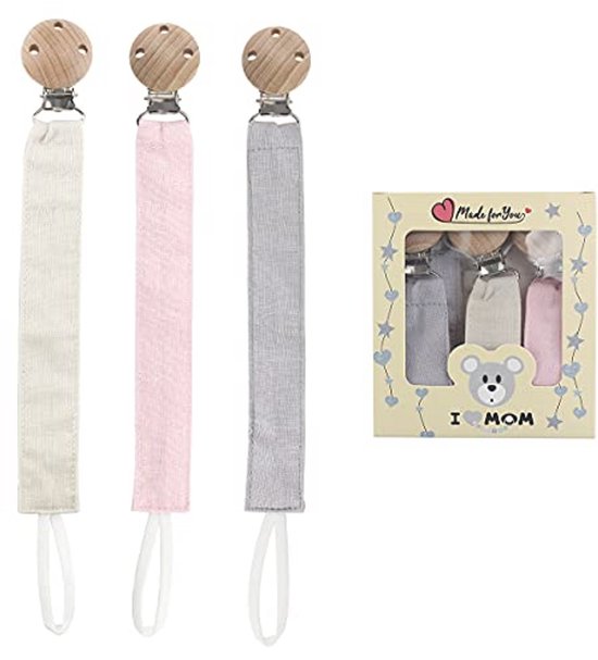 Katoenen fopspeenkettingen voor baby's - Set van 3, voor jongens en meisjes van Little Leo