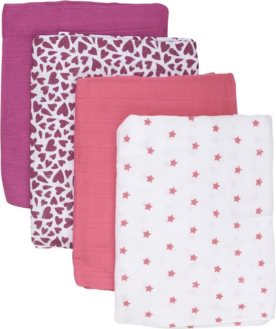 katoenen spuugdoekjes in 4-pack, 70x70 cm, All over Print van HEMA
