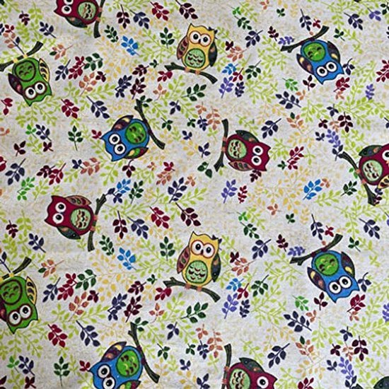 Katoenen Stof met Uil Print voor Naaien en Quilten - 150 cm Breed voor Doe-Het-Zelf Decoratie