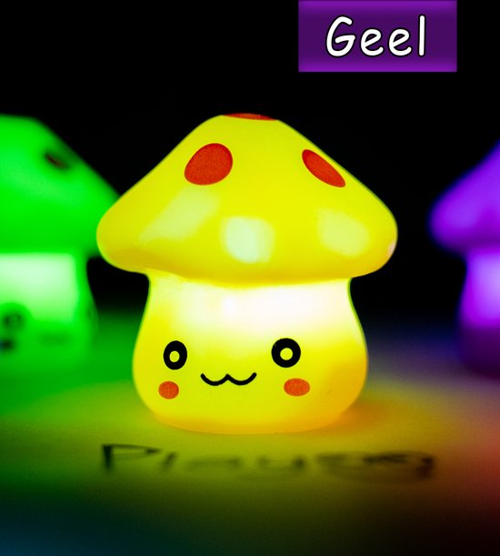 Kawaii - Schattig Paddenstoel Nachtlampje - Geel (RGB) van Kawaii