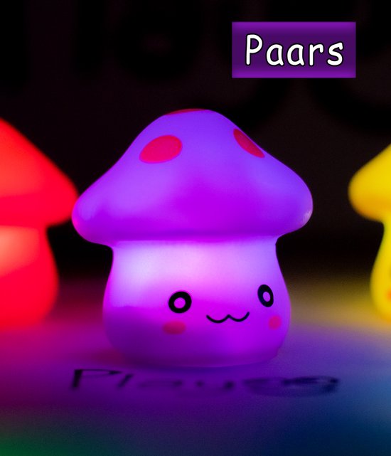 Kawaii - Schattig Paddenstoel Nachtlampje - Paars (RGB) van Kawaii