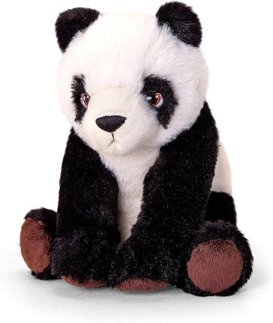 Keeleco Panda Knuffel - Pluche Panda Speelgoed - Knuffelen en Spelen - 100% Gerecycled Materiaal - 18 cm - Zwart Wit