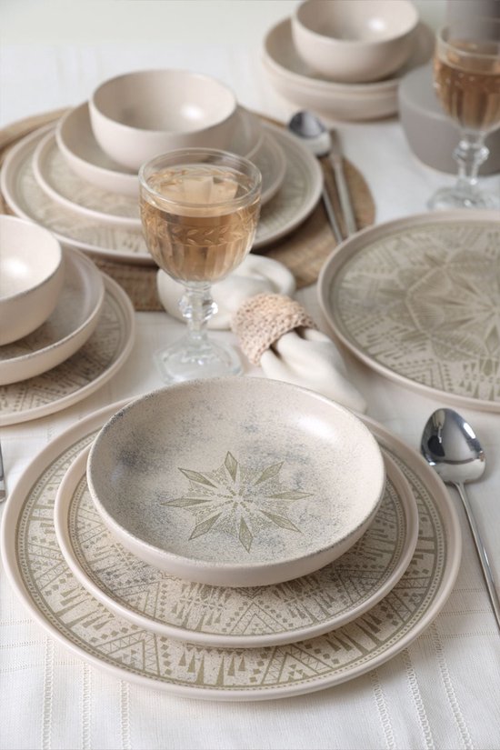 Keramika Serviesset - Groundlace - 24 delig - 6 persoons - Stoneware