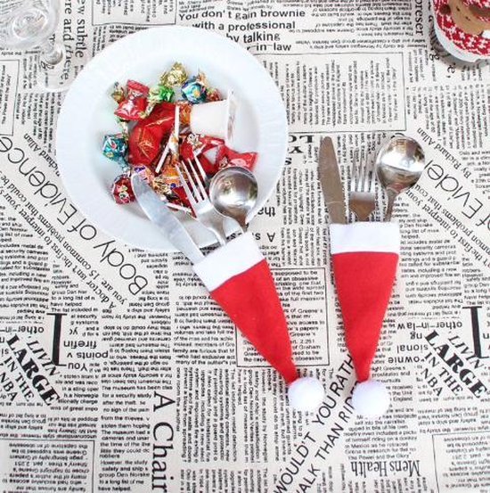 Kerst Decoratieve servies Mes Vork Set Kerst Hoed van TRYONE